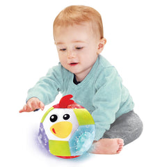 Yookidoo Baby Lights N' Music Friends Ball attaches to strollers for on-the-go play.