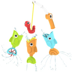Yookidoo bath magnetic fishing game pole promotes hand-eye coordination during bath time
