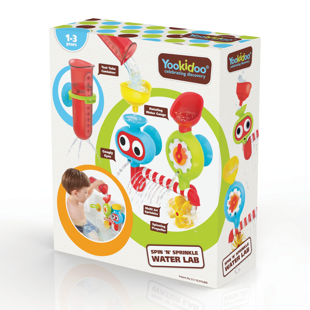Yookidoo spin-propeller provides dynamic feedback during bath time play.