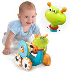 Yookidoo snail ring stack demonstrates stacking and fine motor coordination.