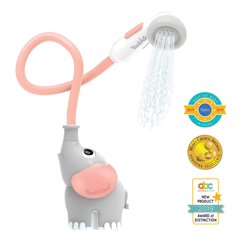 Two-knob water flow control on Yookidoo trunk enables gentle rinsing