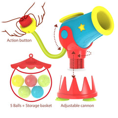 Yookidoo Water Cannon Ball Blaster height adjust for varying challenge.