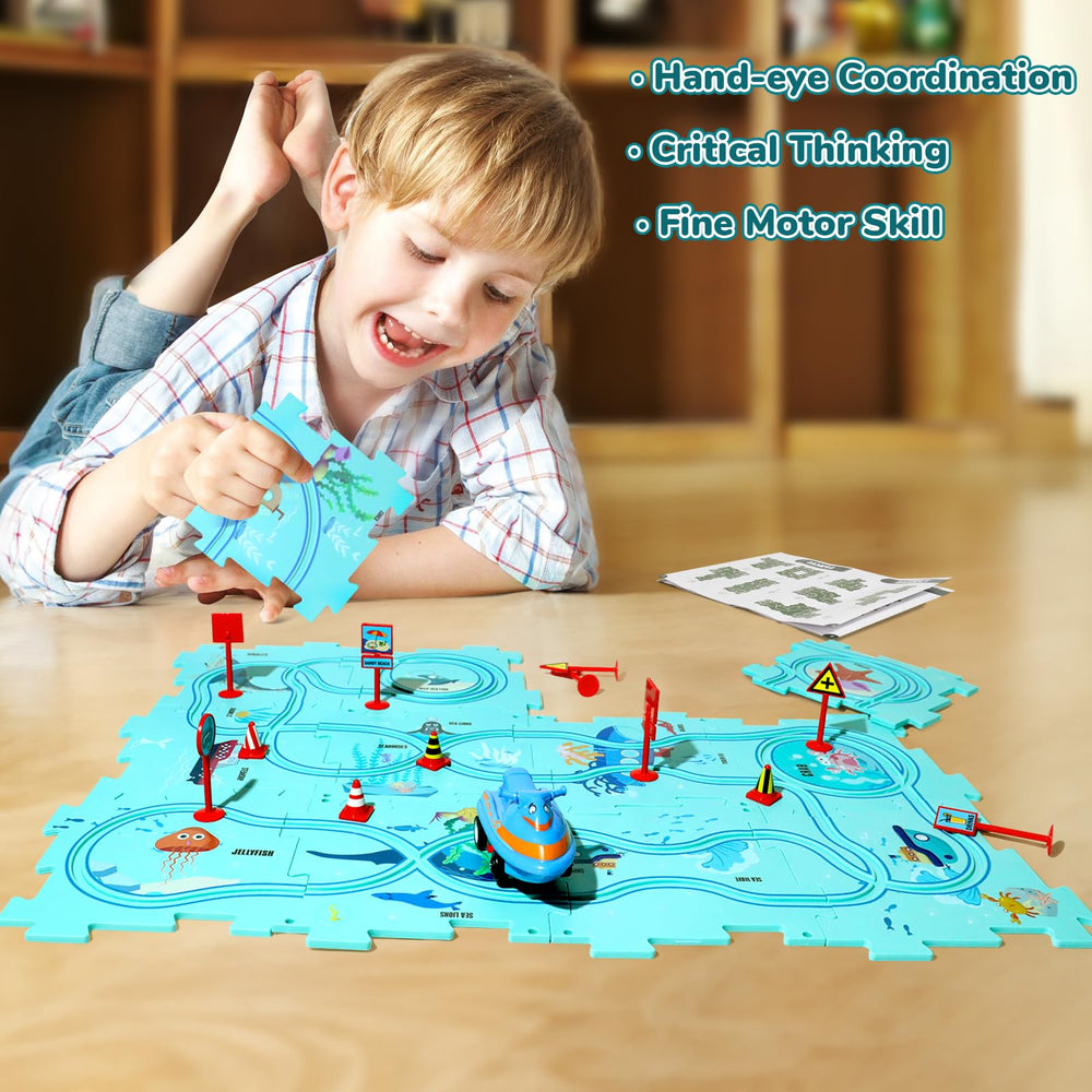 YOOYID puzzle pieces and road signs illustrating hands-on thinking in action