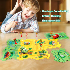 YOOYID puzzle-racer-car included for hands-on racing play on the track.