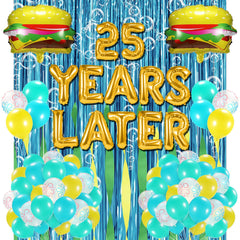YORR 25 Years Later letter balloons create a bold ocean-themed centerpiece.