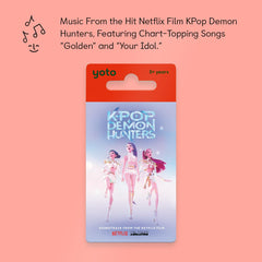 Yoto Kpop Demon Hunters card in Player demonstrates instant playback for screen-free fun.