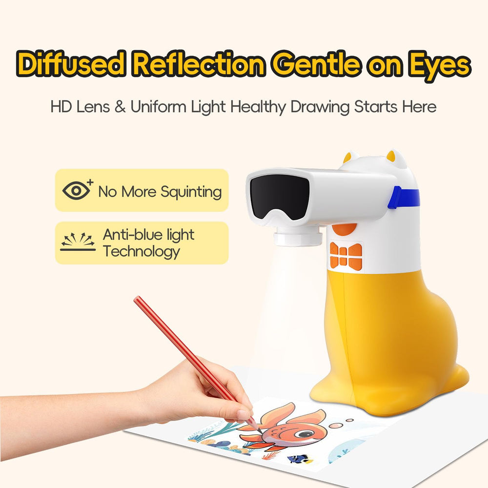 Yoturetoys AI Drawing Projector low-blue-light screen protects young eyes during use.