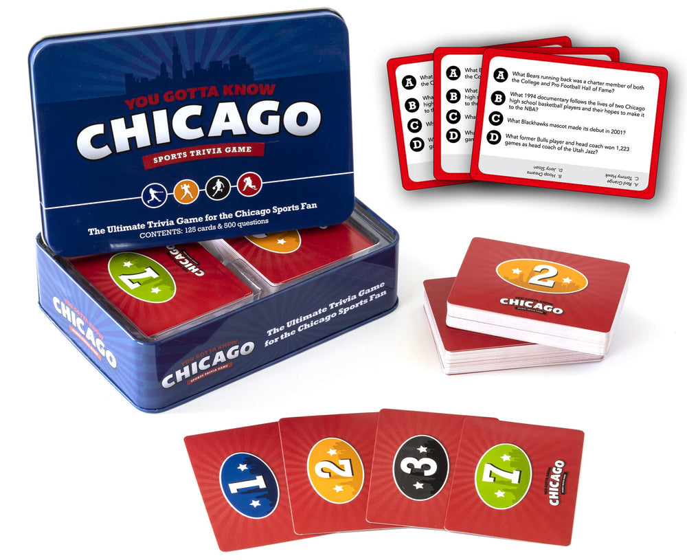 You Gotta Know Chicago trivia cards highlight 500 questions for engaging game nights.