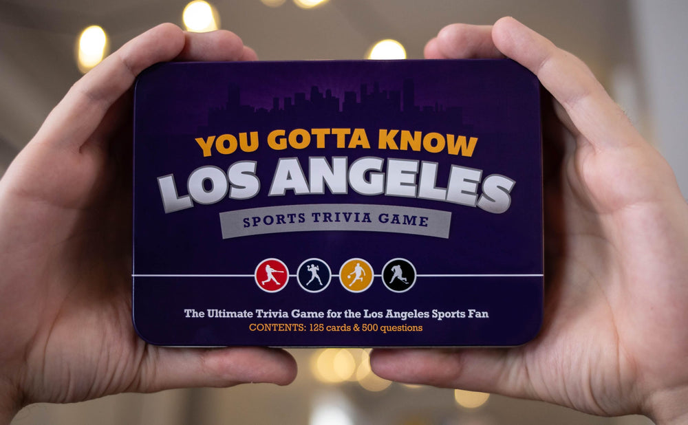 You Gotta Know Los Angeles trivia set, portable and gift-ready for travel or bar nights.