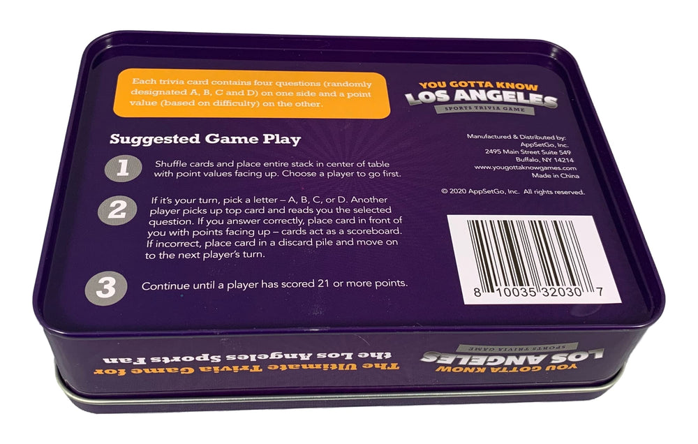 You Gotta Know Los Angeles sports categories cover football, baseball, basketball, and hockey.