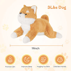 YOUBLEK weighted dog plush in cuddle-ready pose for comforting deep pressure.