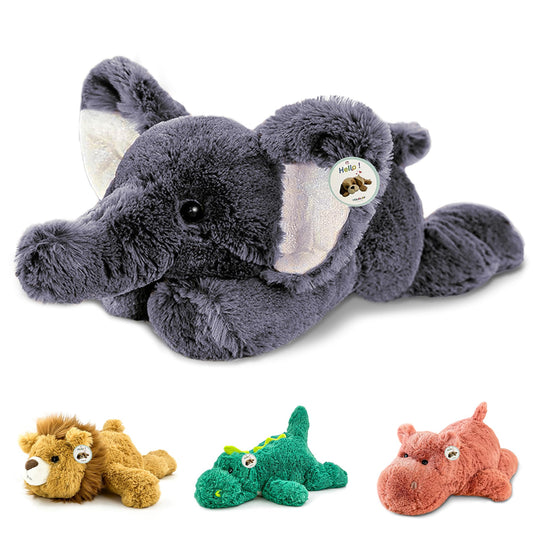 YOUBLEK gray elephant weighted plush toy front view offers a comforting hug for calm moments.