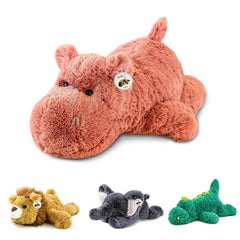 YOUBLEK pink hippo weighted plush full view highlights cozy cuddle potential