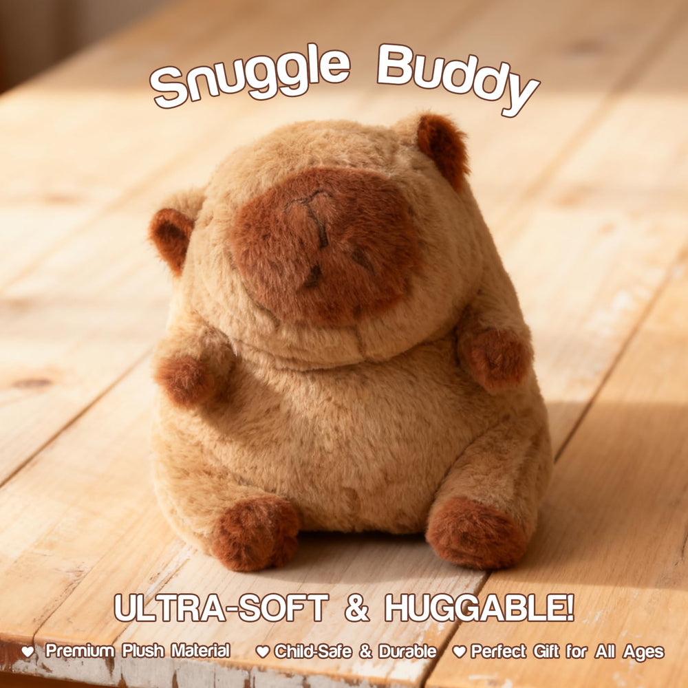 YOUGAANY Capybara Plush hugging pose invites cozy cuddles.