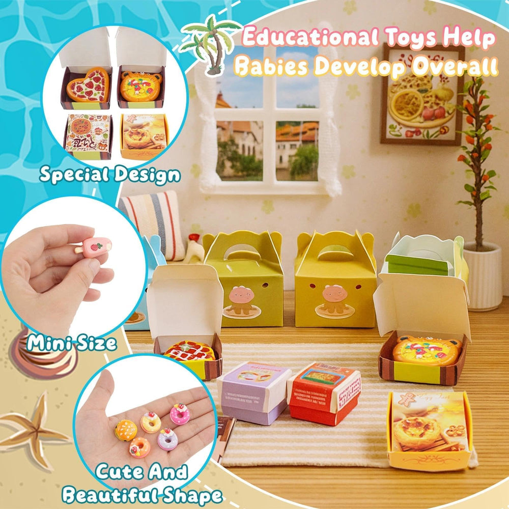 YOUHORYA miniature pizza donuts burgers for kitchen pretend play