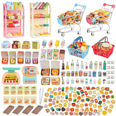 YOUHORYA mini shopping cart set with double-decker design for imaginative play