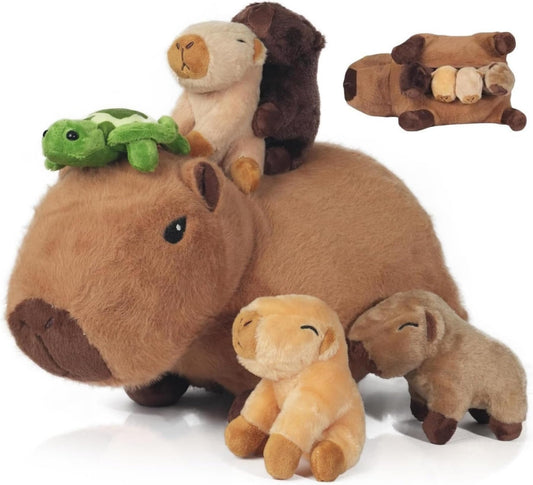 Youthfuljive capybara mommy plush 14.2-inch for cuddly comfort