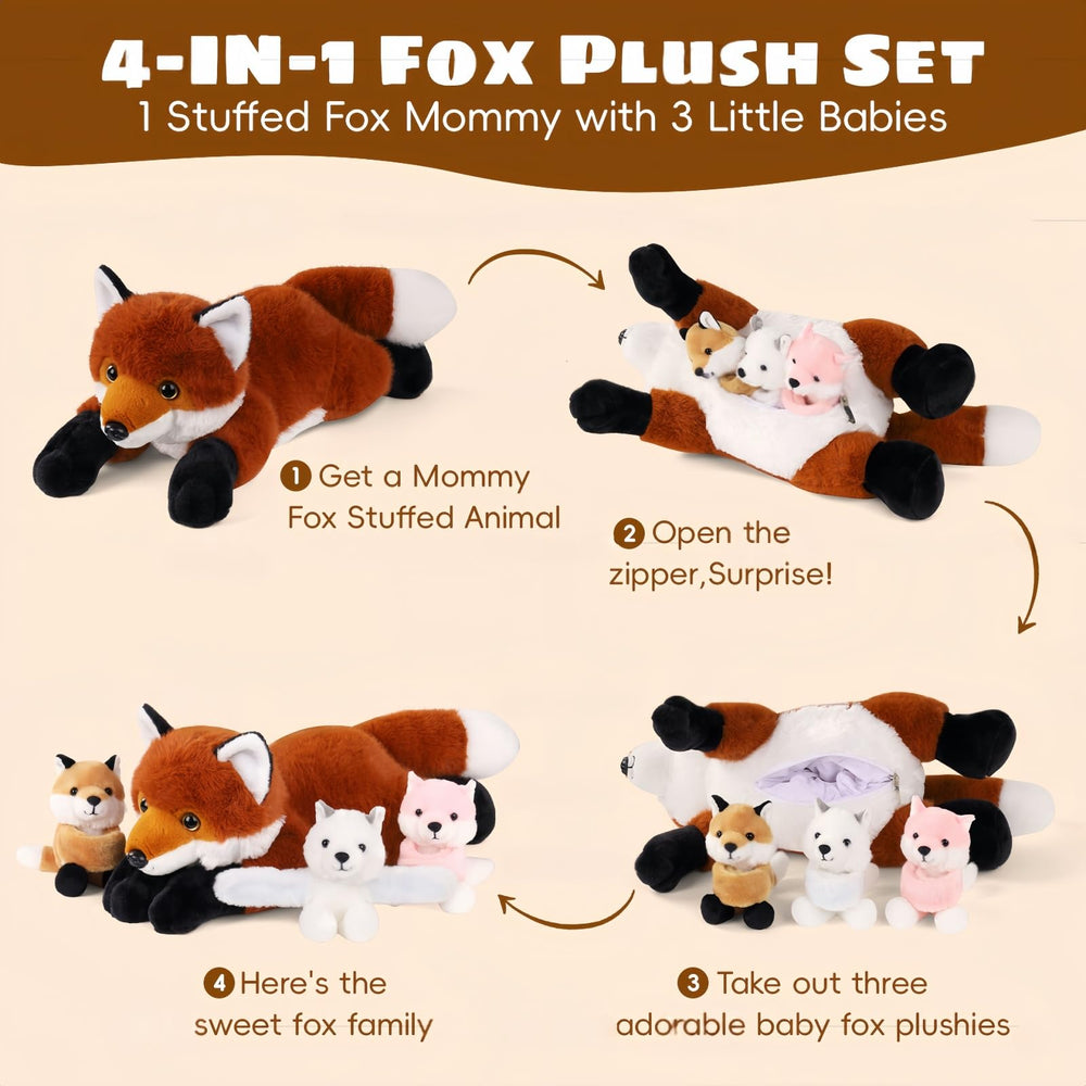 Youthfuljive fox plush set baby 3 brings joyful morning play.