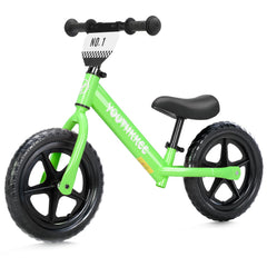 Youthkkee 12-inch balance bike front view with customizable plate for kids
