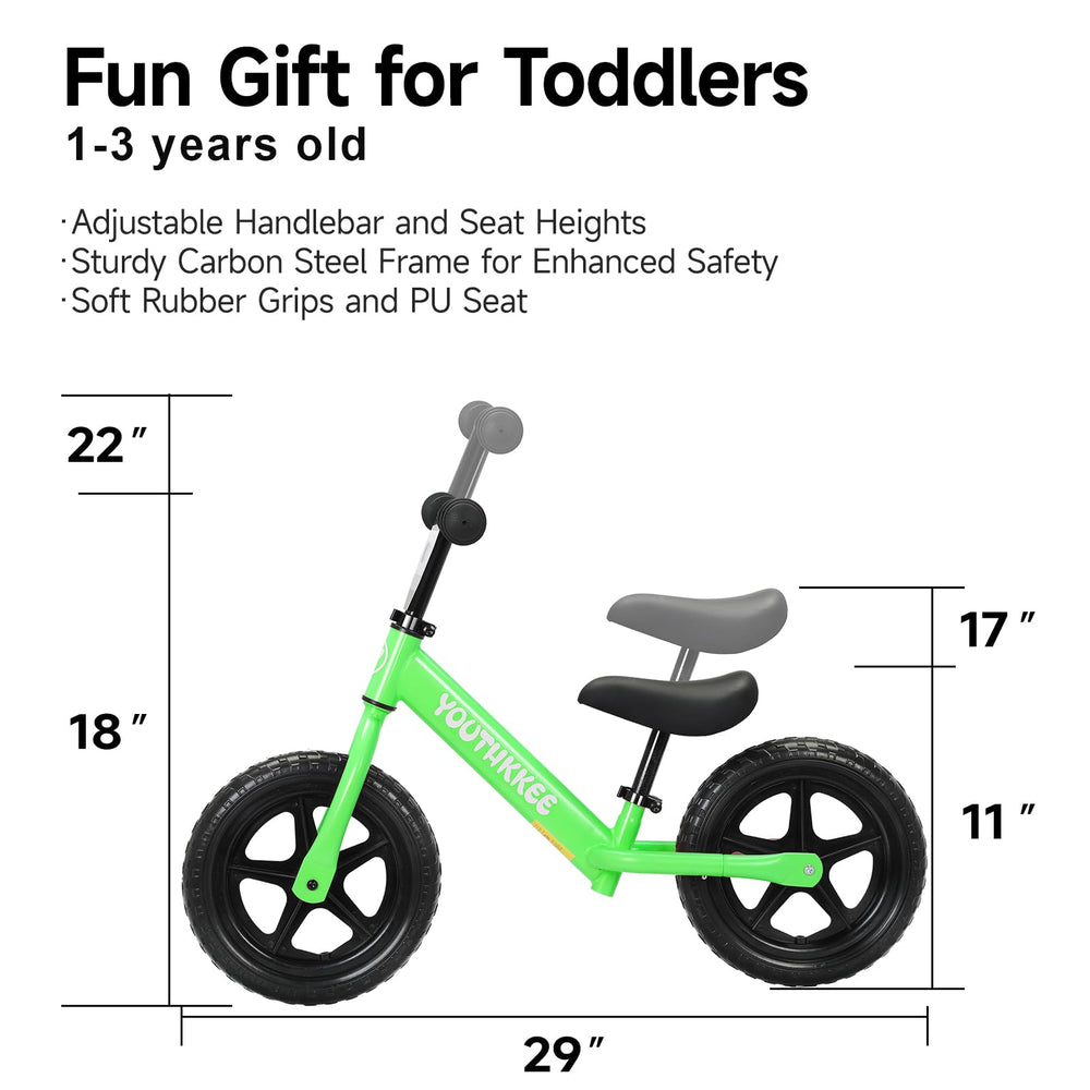 Youthkkee no-pedal bike shows a low center of gravity for easy balance