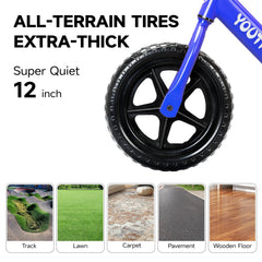 Puncture-resistant tires on Youthkkee balance bike for steady rides