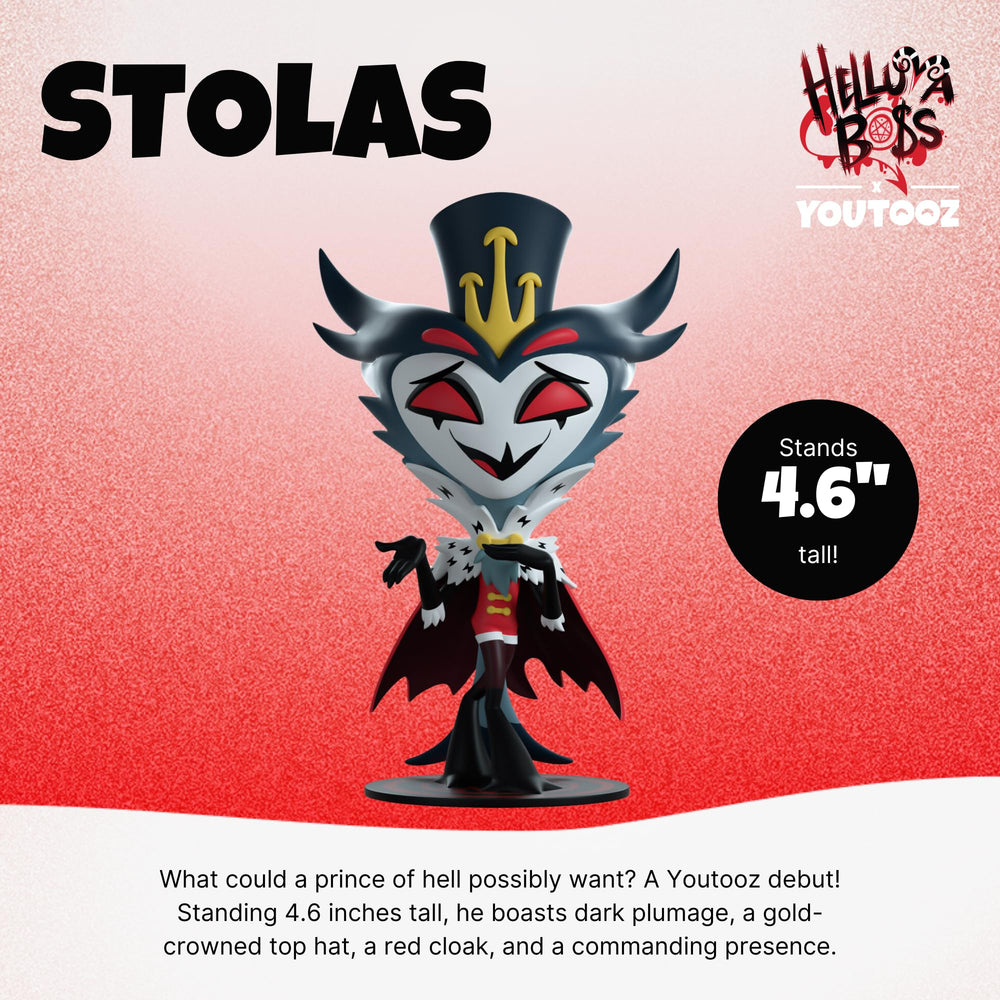 Durable vinyl material on Youtooz Stolas for lasting shelf presence.
