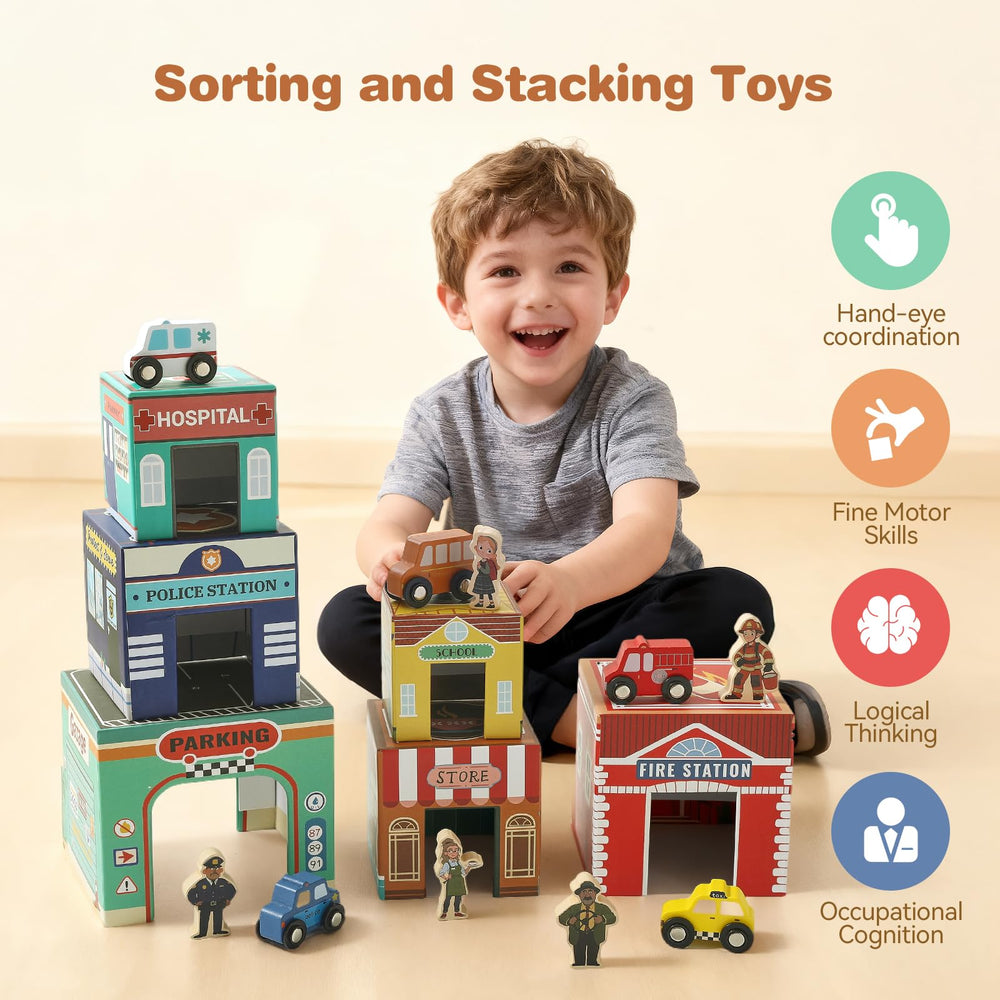 Youuys wooden community helpers figures promote role-play and social skills during pretend play.