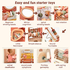 Youuys Mushroom Activity Cube spiral beads improve hand-eye coordination in toddlers.