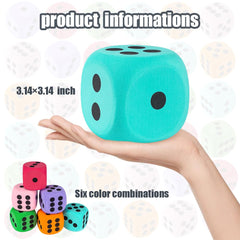 Yowget 6pcs foam dice top-down, large 3.15-inch visibility