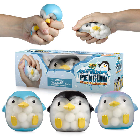 YoYa Toys Penguin DNA Ball squishy close-up showing stress relief and focus aid.