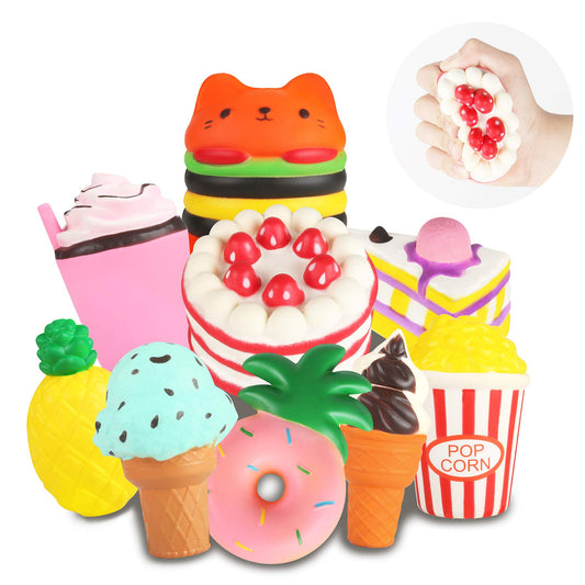 YOYI slow rising hamburger squishy for stress relief and tactile play.