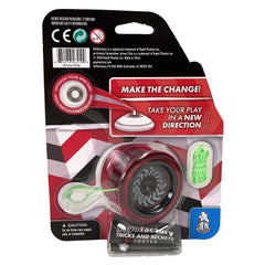 YOYO FACTORY Arrow Red Cap angled shot emphasizes portability for quick practice