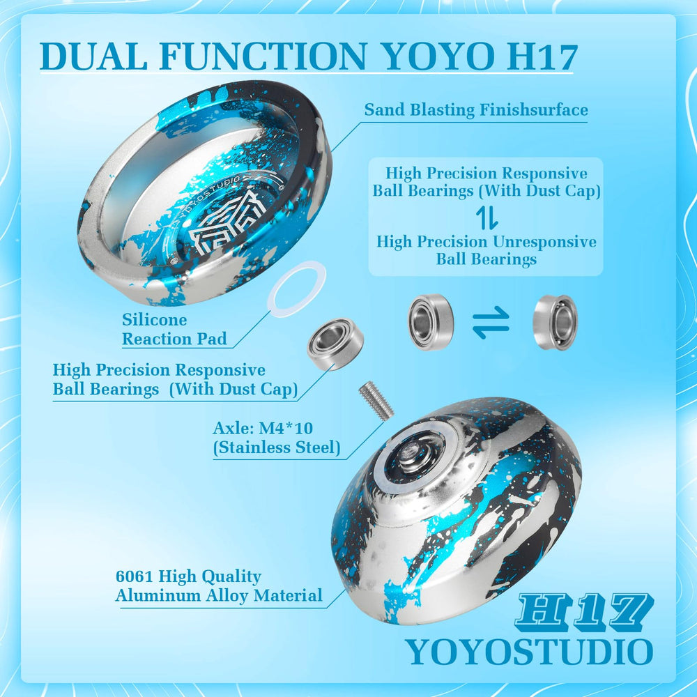 YOYOSTUDIO H17 aluminum 6061 construction for durability and smooth spins