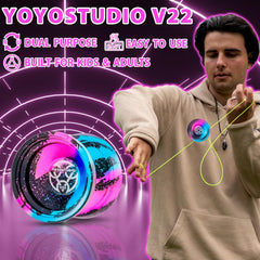 YOYOSTUDIO V22 durable aluminum yoyo withstands drops and fast tricks