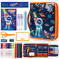 YOYTOO space pencil case with glitter keeps art supplies organized for travel