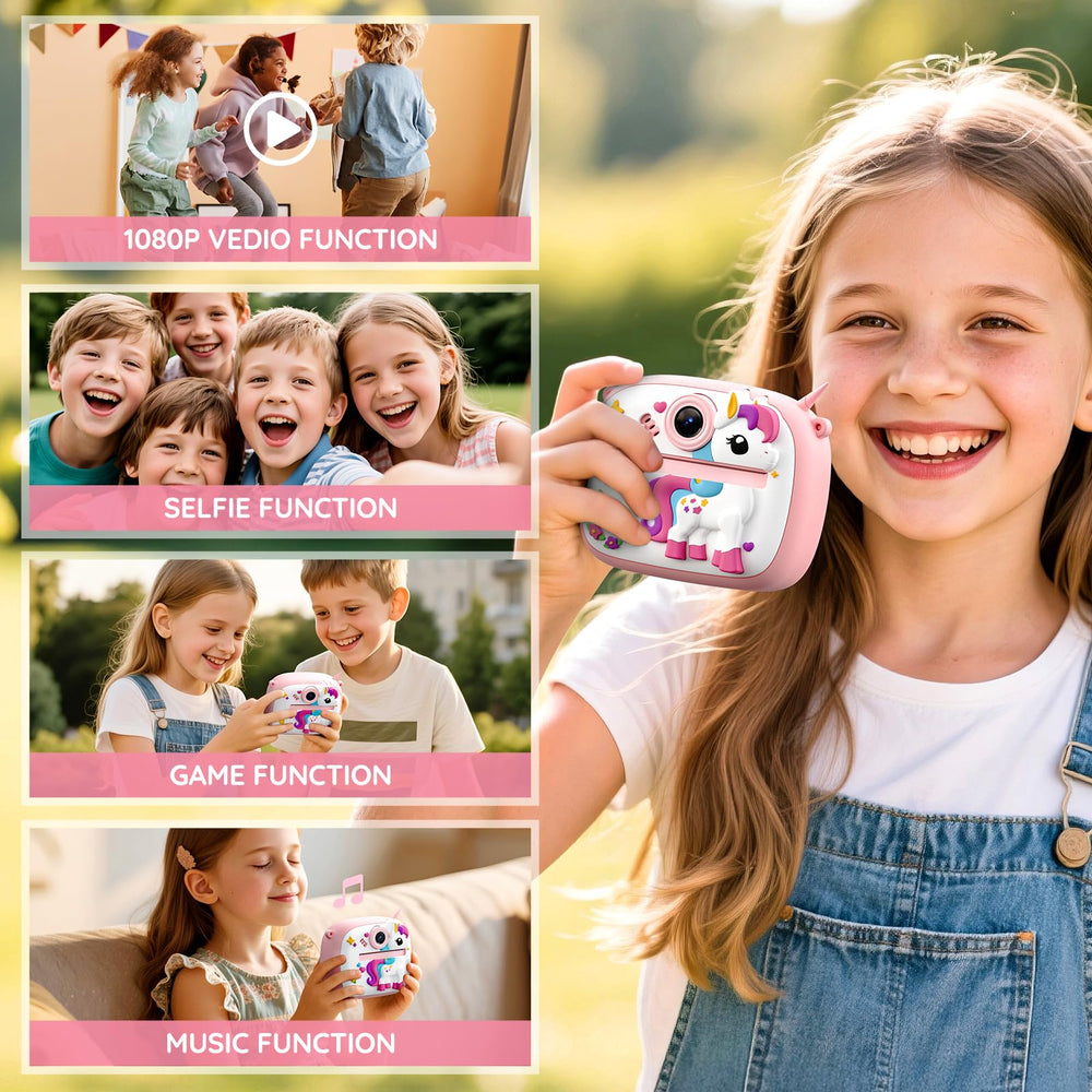 YOZISS Kids Camera Selfie-lens pink enables fun self-portraits for kids
