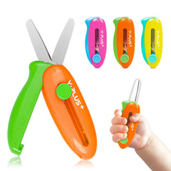 YPLUS safety scissors with retractable design save space in a kid's craft bag