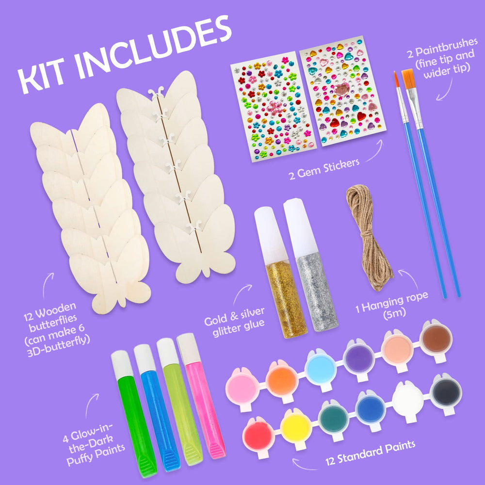 Yrinfay gems and glitter glue add sparkle to butterfly decorations.