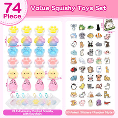 YRSDQueenA squishy pack includes 50 animal stickers for decorating projects.