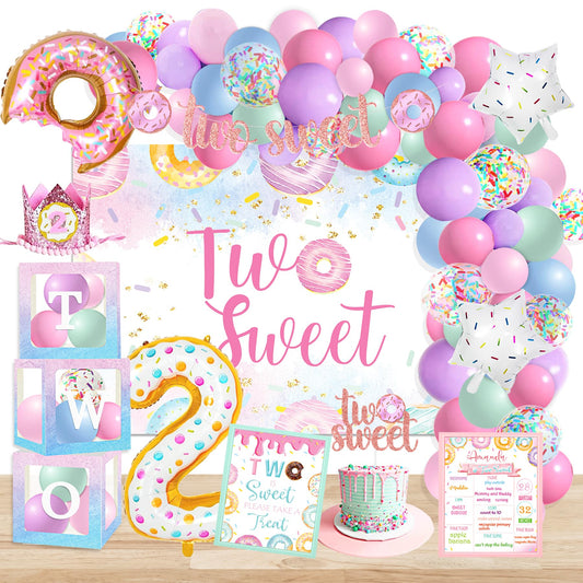 YSHMFEUX two-sweet backdrop offers a dreamy birthday backdrop for photos and memories.