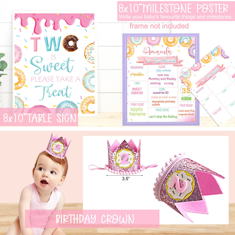 YSHMFEUX two-sweet donut birthday crown fits little guests with whimsy.
