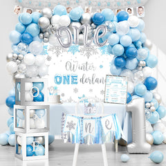 YSHMFEUX Winter Onederland backdrop creates a dreamy winter photo shoot setting.