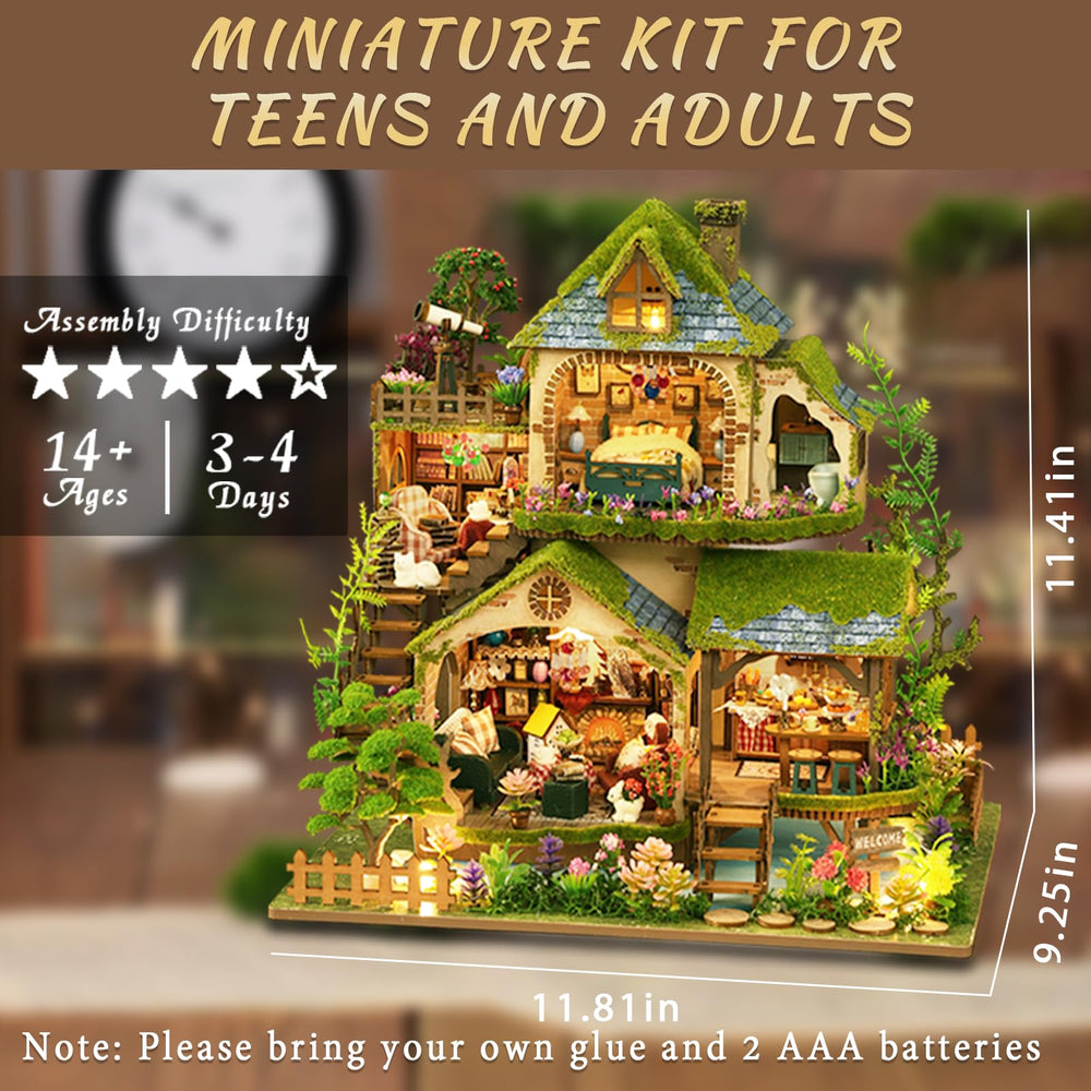 YSWOOD WORLD miniature dollhouse kit shows forest-adventure charm for teens and adults.