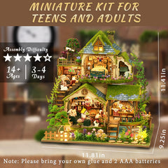 YSWOOD WORLD miniature dollhouse kit shows forest-adventure charm for teens and adults.