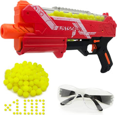 YTSWELE blaster gun with red body and hopper for fast load-and-fire action.