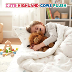 Yytoyshop Highland Cows plush pillow decor on sofa living room setting