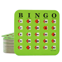 Yuanhe bingo cards with sliding windows in green for quick marking.