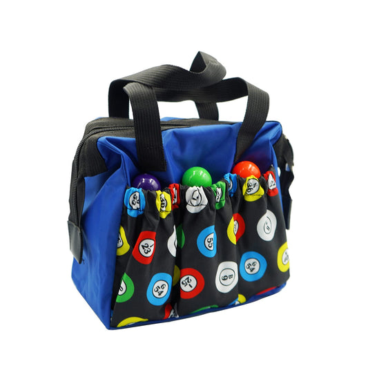 Yuanhe Bingo Dauber Bags blue exterior with six pockets for organized bingo gear.