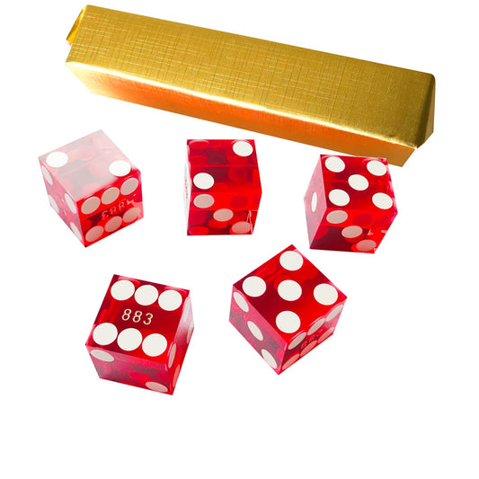 Yuanhe serialized casino dice with razor edges in red for precise gameplay