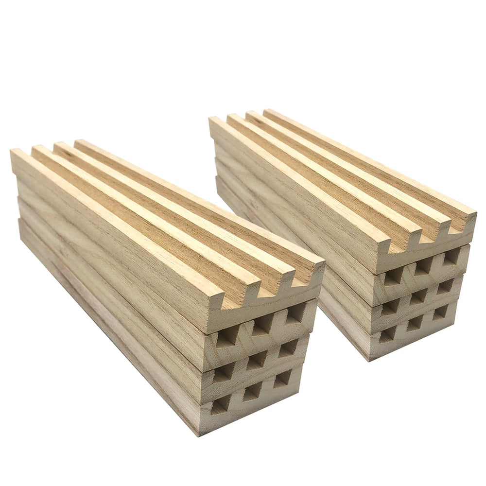 Yuanhe wooden domino racks set of 8 arranged for organized play.